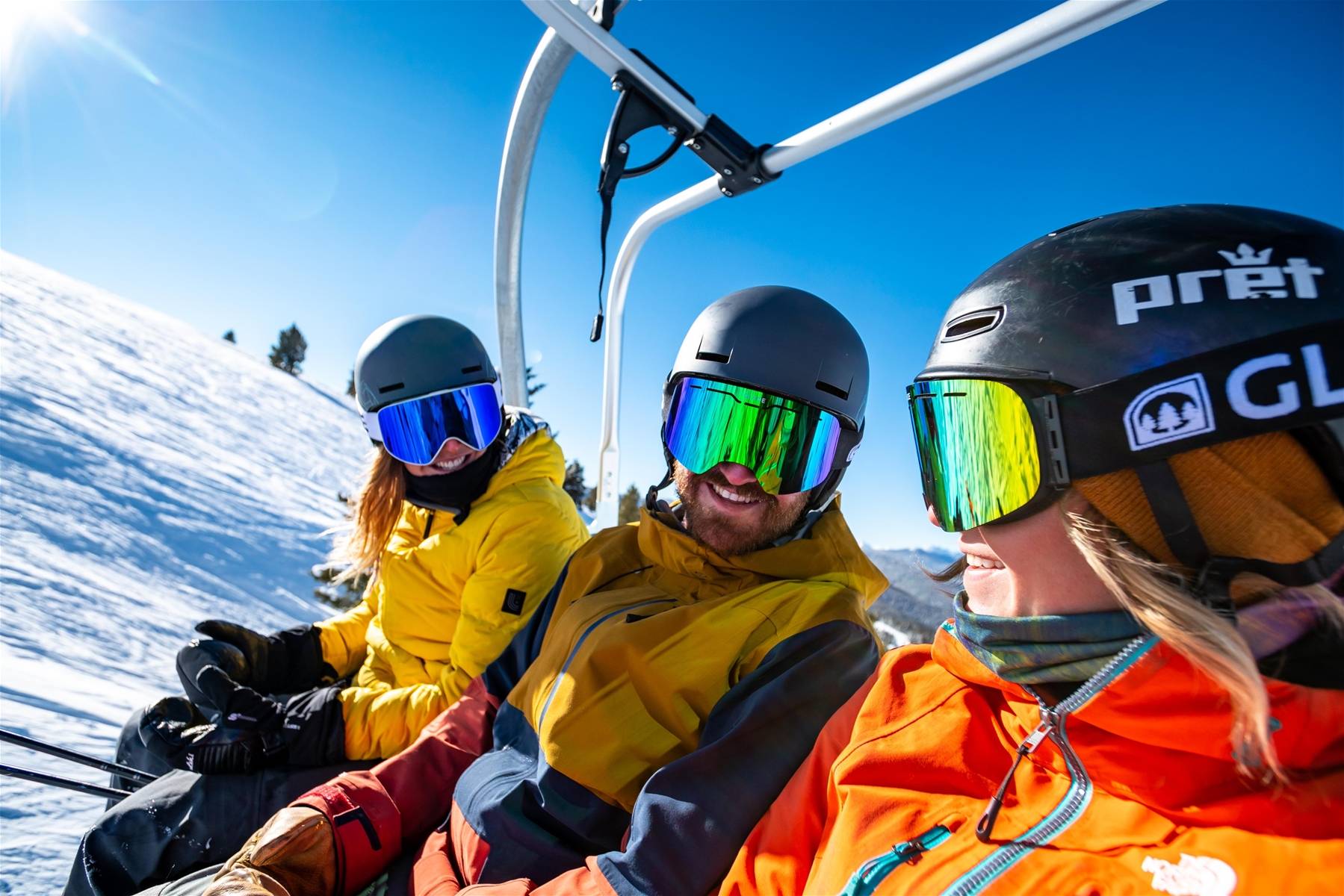 Three People on Ski Lift