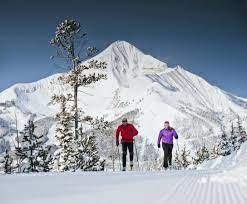 People Nordic Skiing in Big Sky Montana