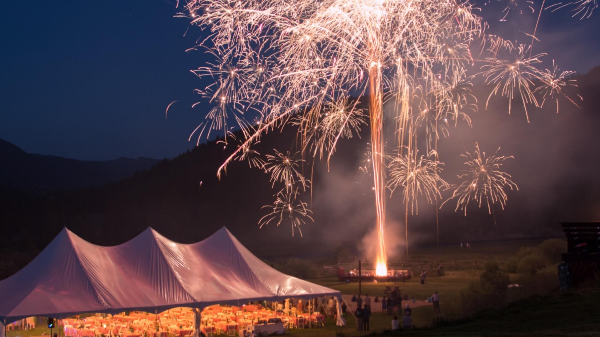 Fireworks and White Tent in Big Sky Field